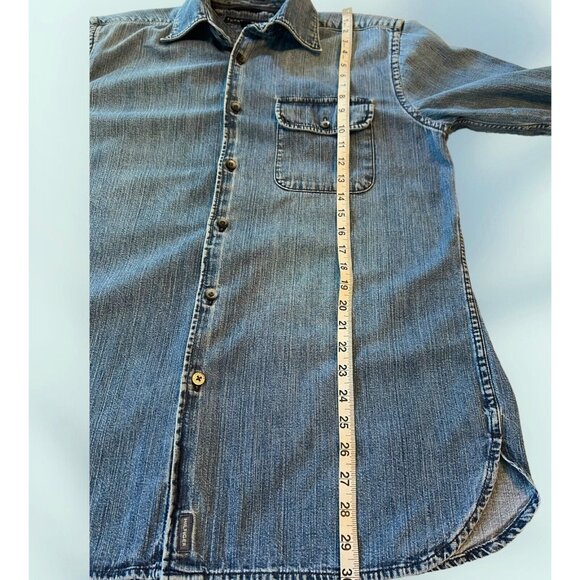 VTG Tommy Hilfiger Blue Button Up Denim Shirt Jacket Mens Size M Slim 44" Chest - Picture 7 of 9